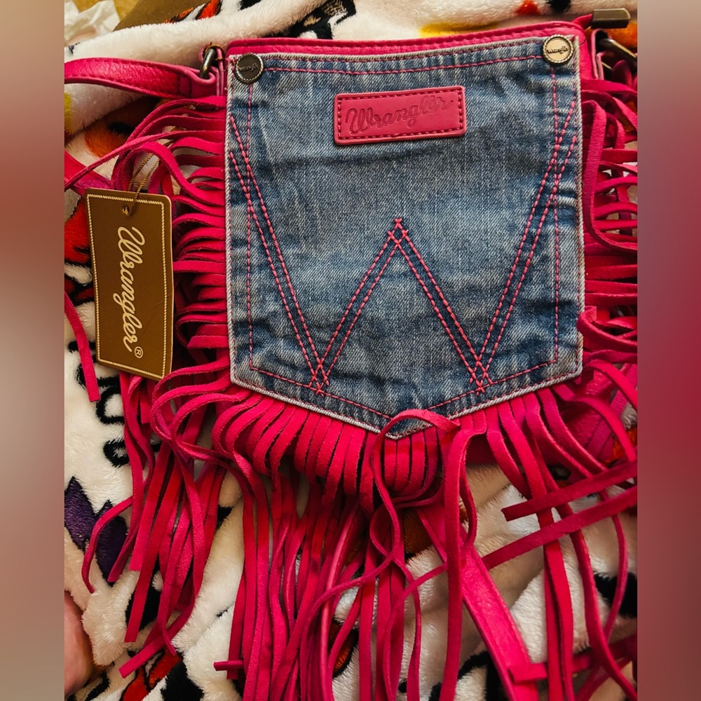Wrangler Denim and Pink Fringe Bag